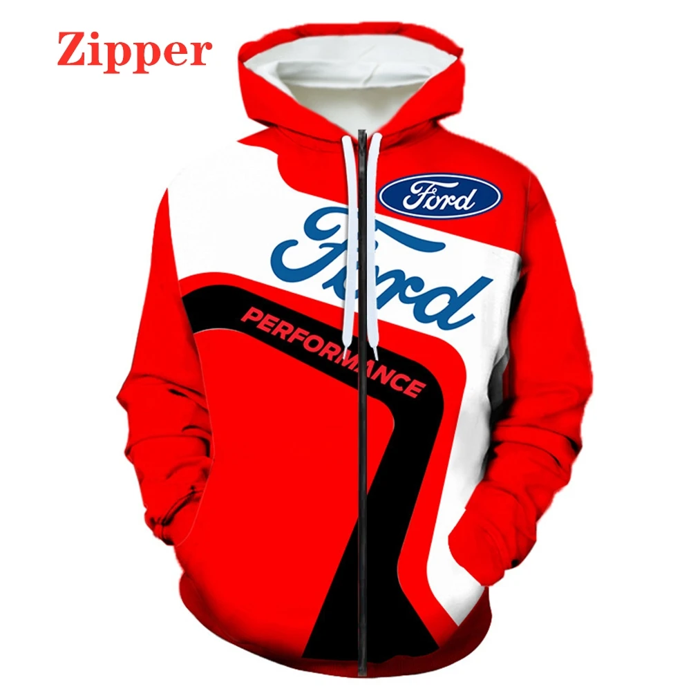 

Unisex Men Ford Car Logo Hoodie 3D Digital Print Sweatshirt Harajuku Pullover Mootocycle Racing Suit Men Zipper Hoodie