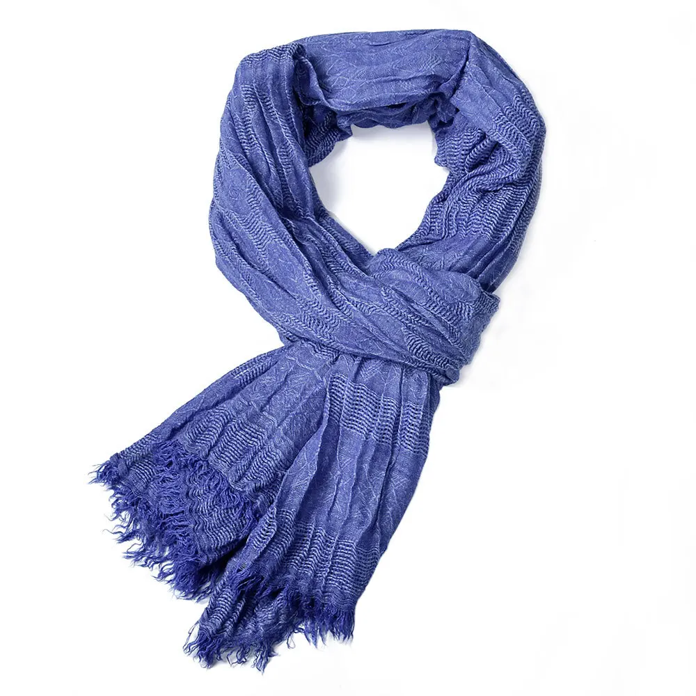 

New Scarves Yarn Dyed Men's Scarf 190CM Length Cotton Blending Manufacturers Direct Fashion Solid Color Tassel Scarf Super Soft