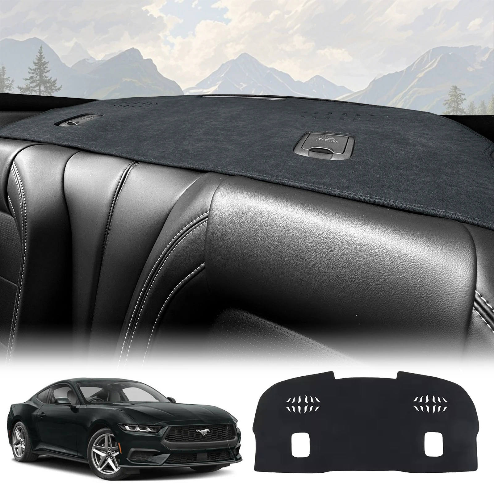 Фото Аксессуары для Ford Mustang 2024 2025 2026, коврик для приборной панели автомобиля, солнцезащитный ковер, защитный коврик для приборной панели, противоскользящий коврик №1