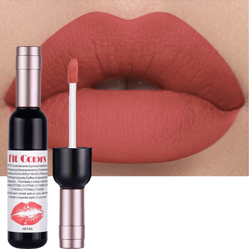 

Waterproof Long Last Lip Gloss Matte Liquid Lipstick Red Velvet Nude Lip Tint Makeup Women Sexy Lip Glaze Wine Bottle Cosmetic