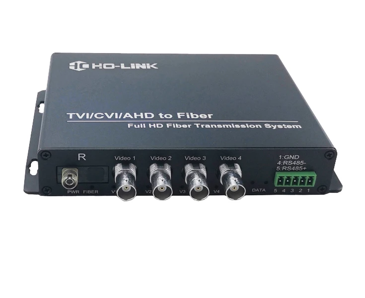 1 Pair 4 Channel 1080P AHD CVI TVI Fiber Optic To Coaxial Converter With RS485