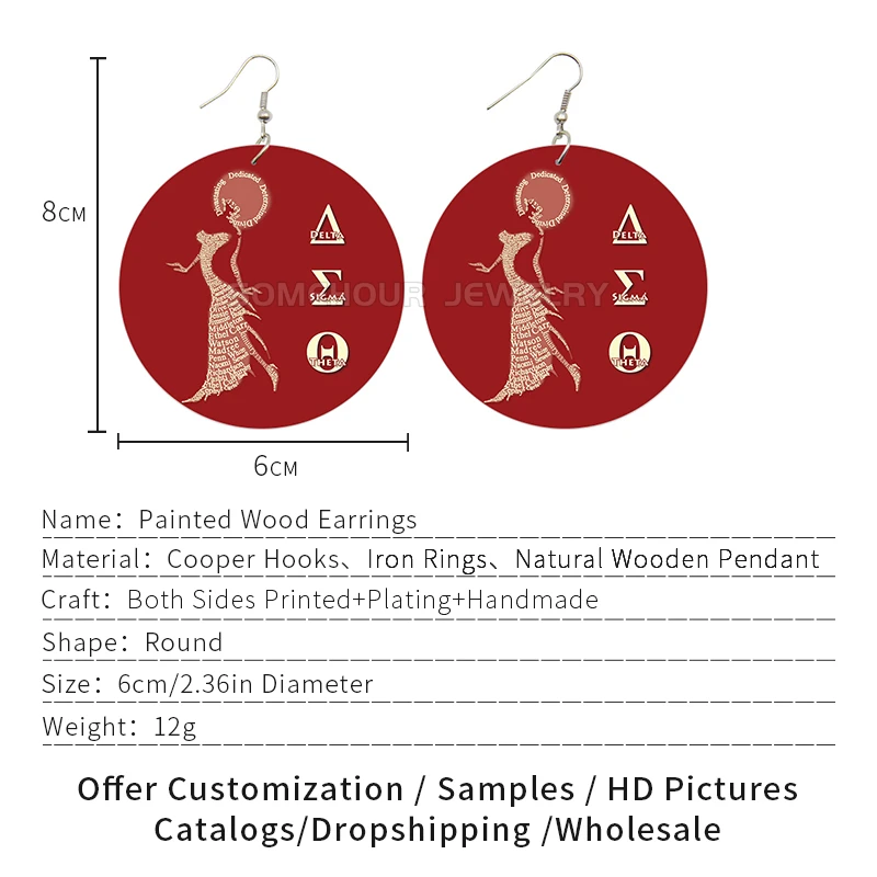 Серьги-каффы SOMEHOUR с деревянными подвесками, изображающими девушку-афро и знаковые надписи, вдохновленные историей черных общин, в стиле африканских петель. Подарок для женщин.