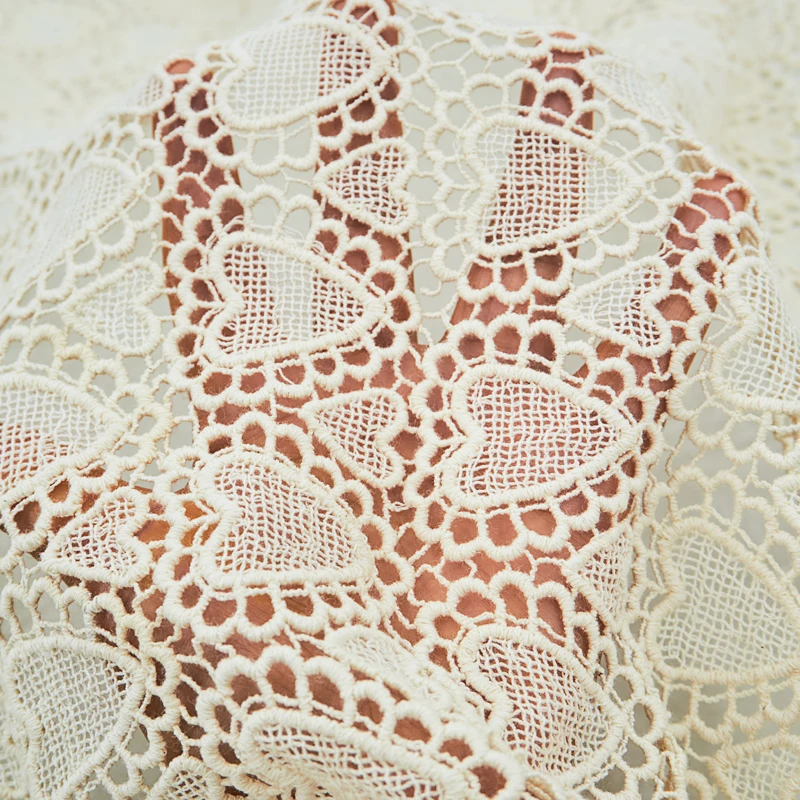 Персиковое сердце чистого хлопка Водорастворимая кружевная Ткань Для платья