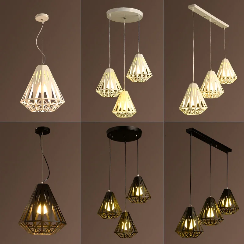 Подвесной светильник в стиле ретро геометрический ажур алмазный бар железная