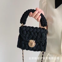 luxury chains knitting womens handbags 2022 handmade rope crochet crossbody bags for women small woven shoulder bag square tote