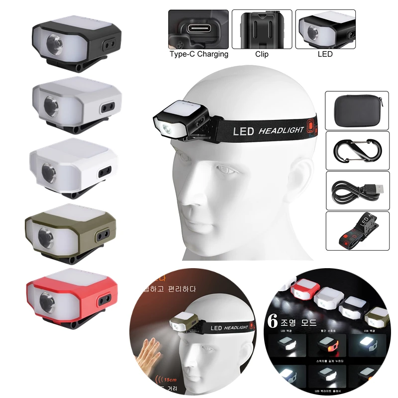 

Фонарь налобный светодиодный с датчиком освещения, 6 режимов