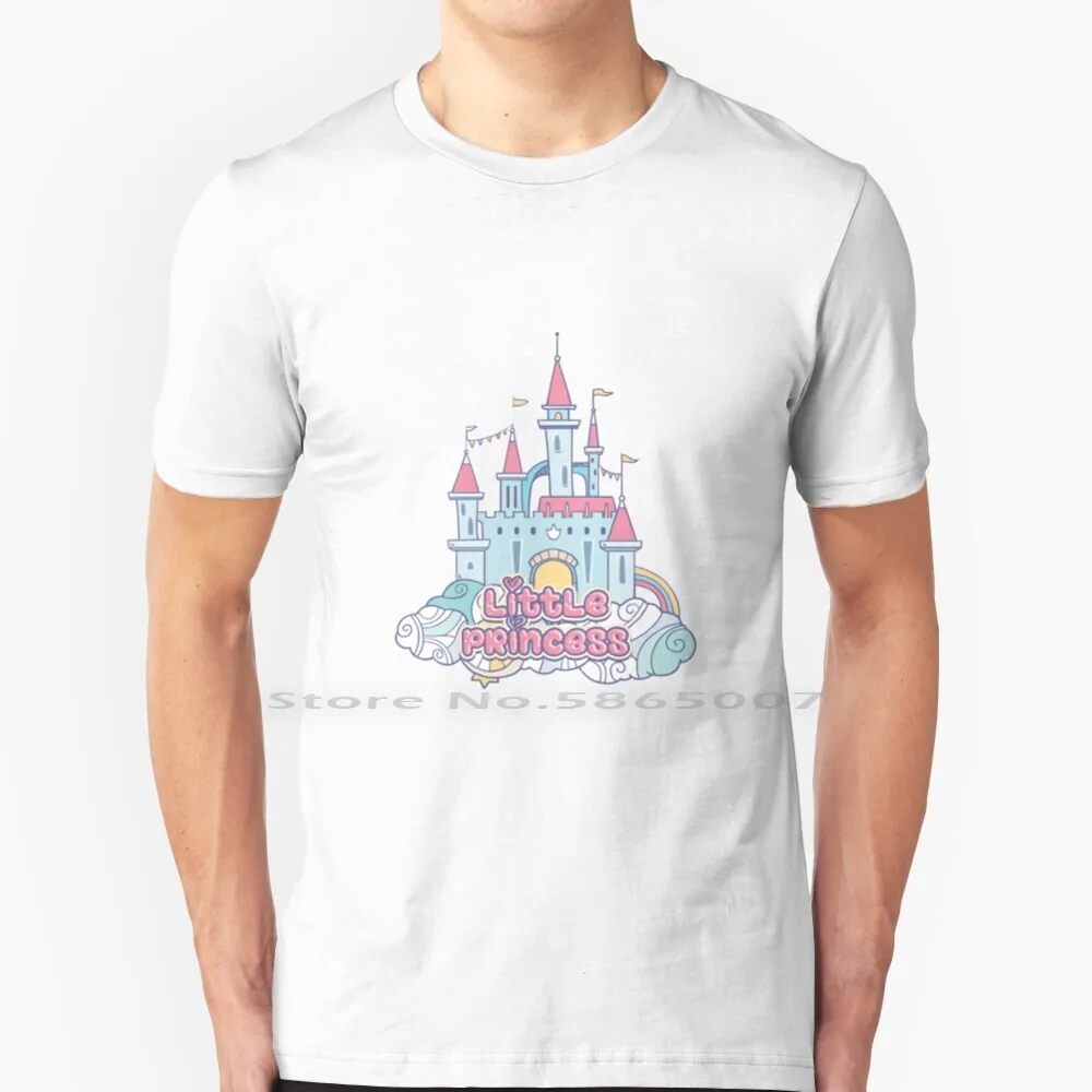 

Футболка с рисунком маленькой принцессы в замке, 100% хлопок, Abdl Pride, для взрослых и малышей, большой размер 6xl, модная футболка в подарок