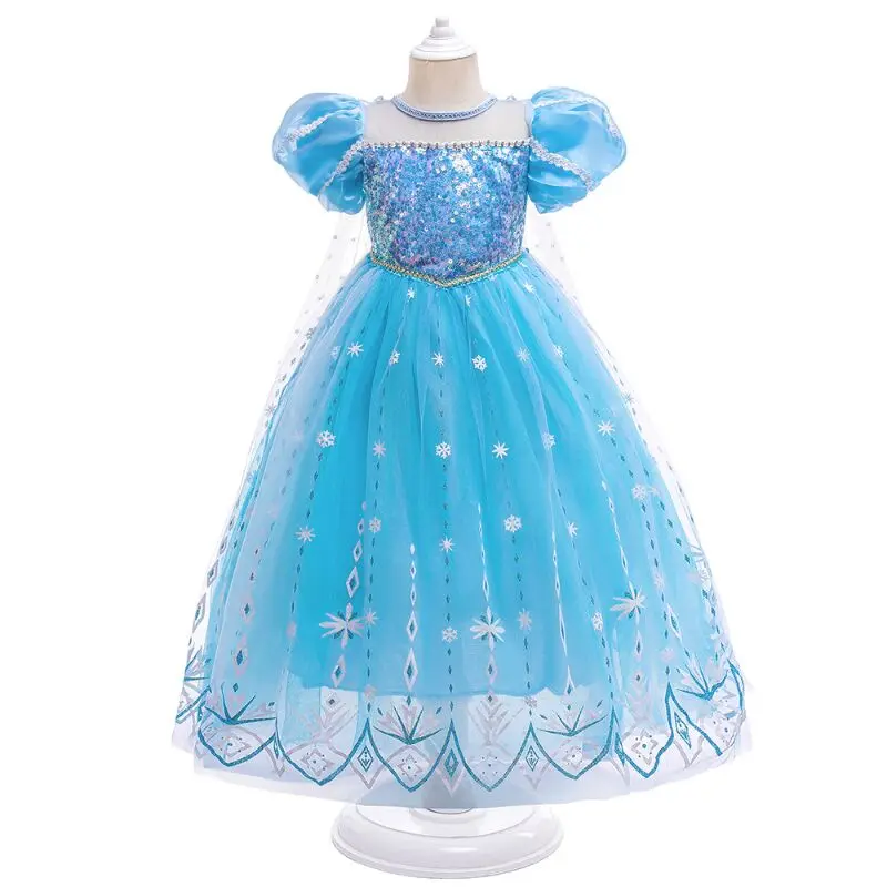 

Disney Frozen 2 Princess Dress Girls Party Cosplay Elsa Sequin Costume Snow Queen Print Birthday Carnival Gown Kids Bag Clothing