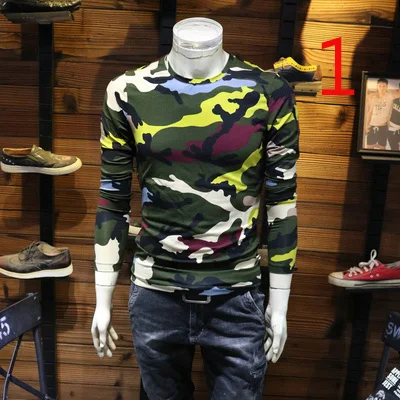 

Осенняя новая простая свободная футболка с высоким воротником и длинными рукавами в европейском и американском стиле Мужская Уличная футб...