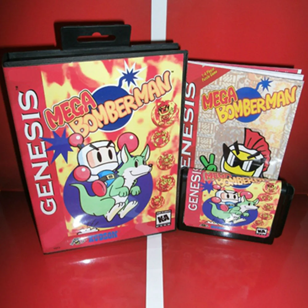 Megabomberman с коробкой и ручным картриджем для 16-битной игровой карты Sega MD системы