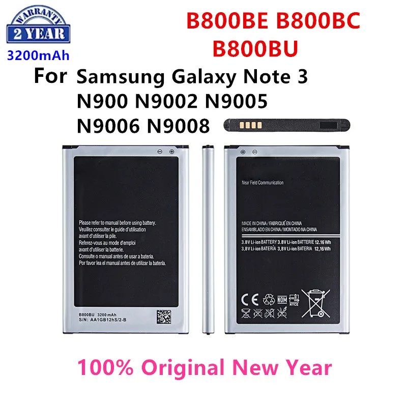 

Оригинальный аккумулятор SAMSUNG B800BE B800BC B800BU для Samsung Galaxy Note 3 N900 N9002 N9005 N9006 N9008, сменный аккумулятор с WO