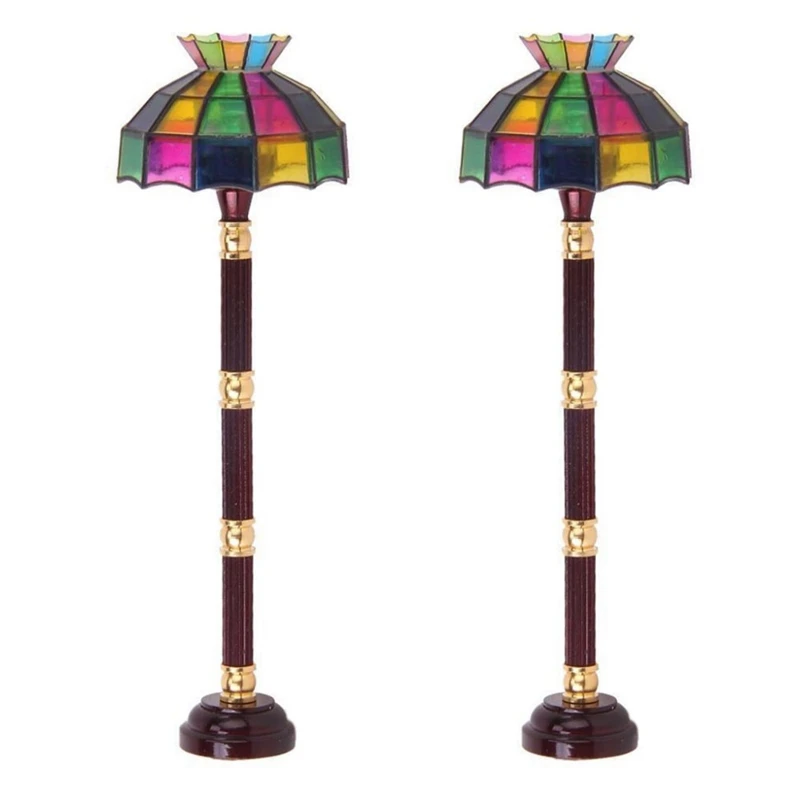 

2 шт., миниатюрная напольная Светодиодная лампа для кукольного домика 1/12 с переключателем и цветсветильник Том на батарейках