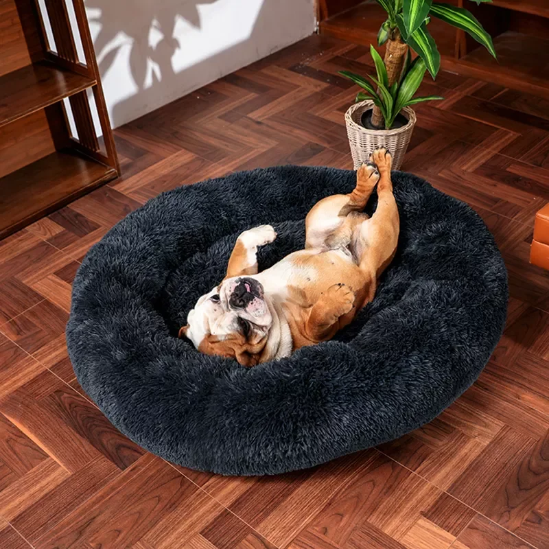 

2023 Thick Cutton Round Dog Bed Super Soft Long Plush Pet Cat Mat for Dogs Nest Cushion Bed Winter Warm Pets Sofa Dog Kennelacc