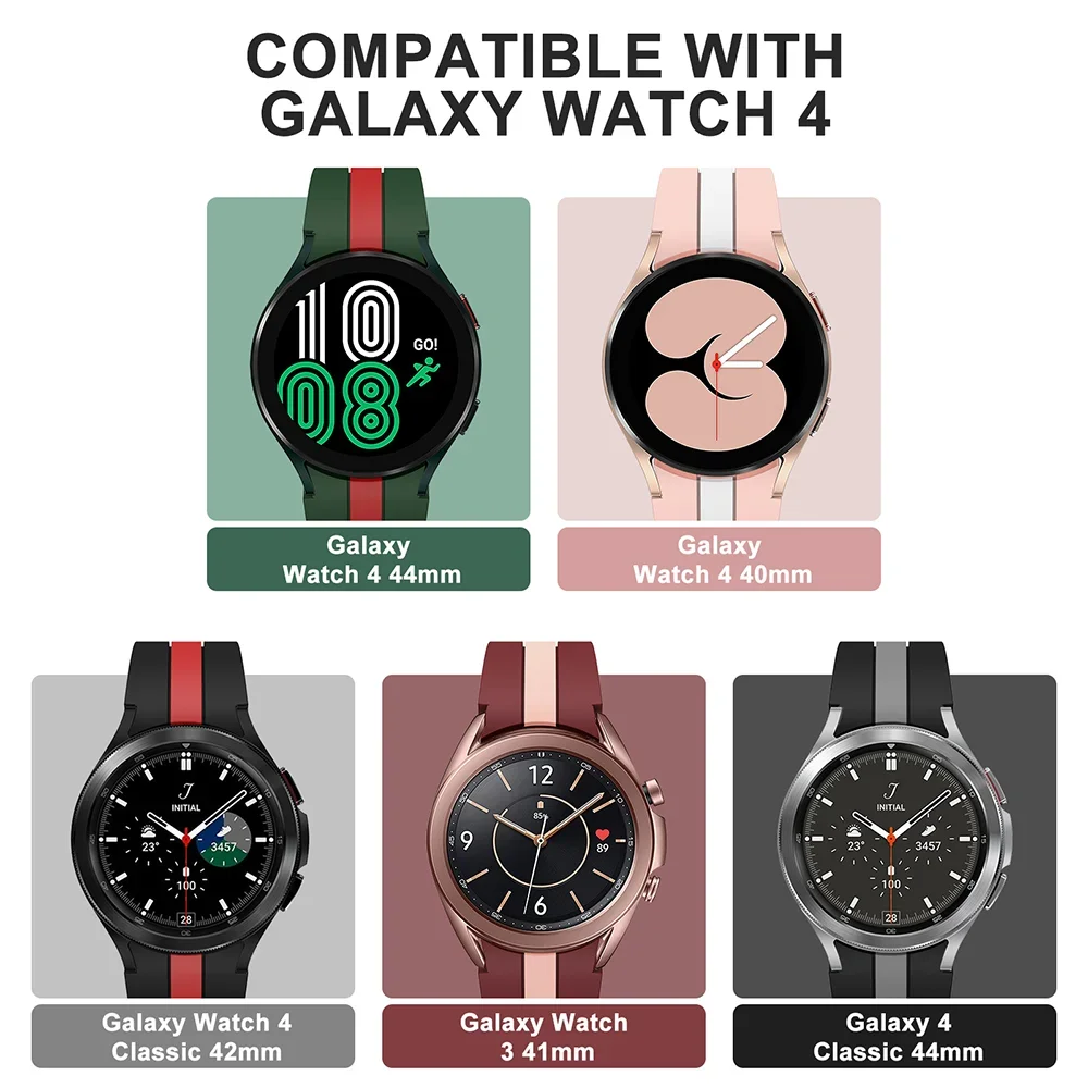 Фото Силиконовый ремешок без зазоров для Samsung Galaxy Watch 7/6/5/4 44 мм, 40 мм, Pro 45 мм, оригинальный браслет для Watch 6 Classic 47 мм, 43 мм, Correa №5