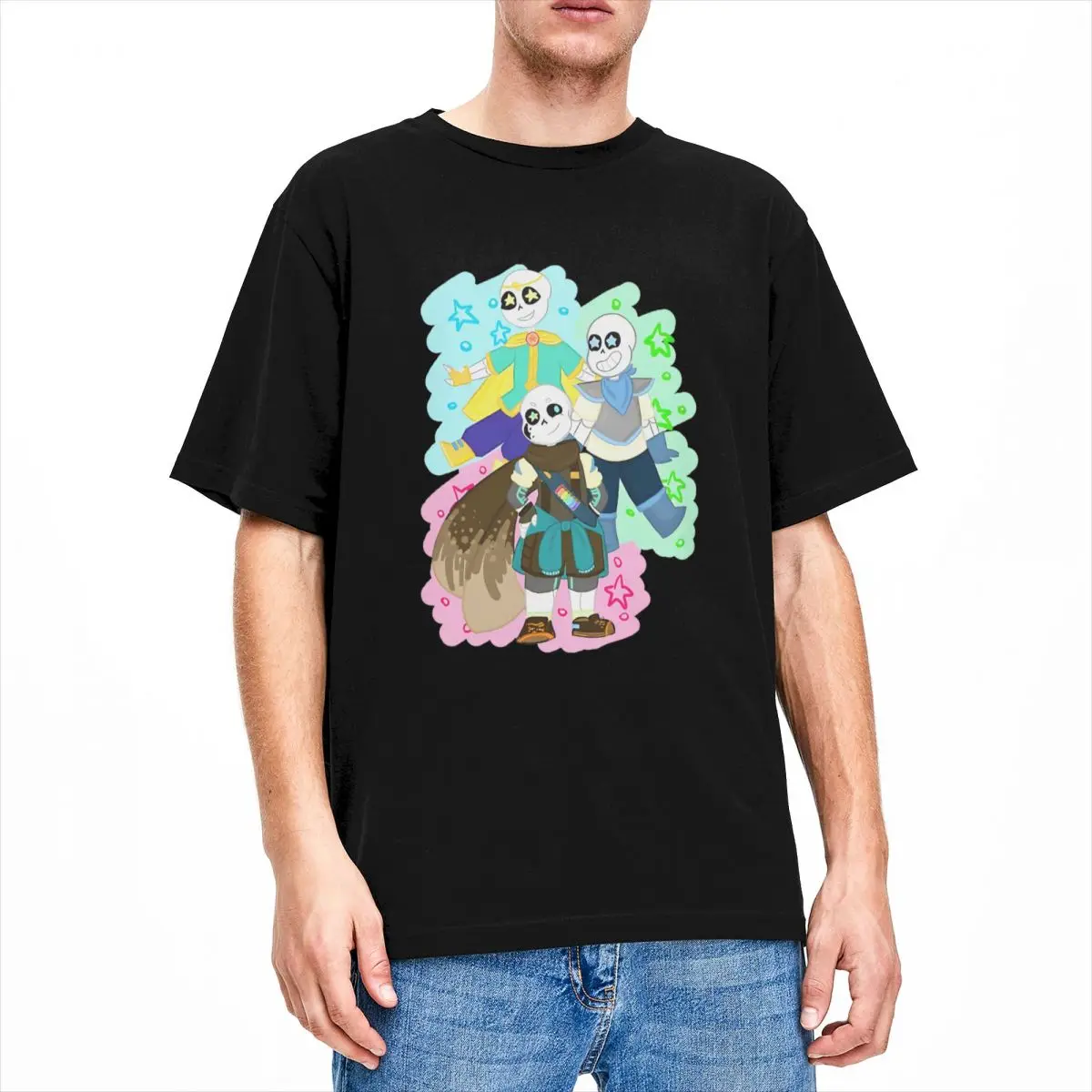 Футболки Star Sanses Undertale мужская футболка для отдыха из 100% хлопка с круглым вырезом