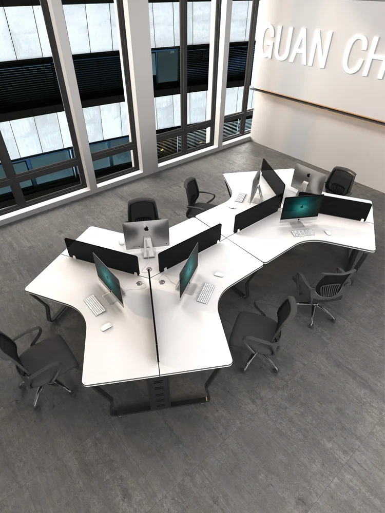 

Office Desk Simple Modern 3/5 People 6 People Subareas Screens Computer Card Staff Desk and Chair Combined Office Furniture