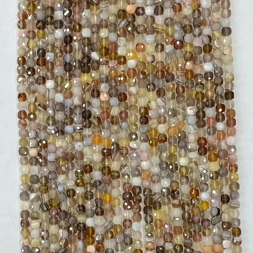 

Icnway natural 4mmx4mm Persia agate square faceted 39cm beads for jewellery making