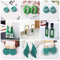 new green color women earrings geometric statement korean fashion crystal elegant dangle earrings aretes de mujer modernos 2022
