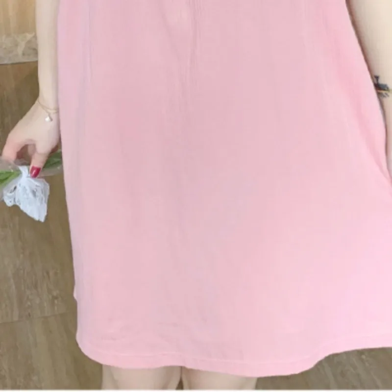M-XXL Sleeveless Summer Sling Dresses Superior Polyester Thin Women's Home Clothes Sweets Bow Sleepwear Knee Length With Bra