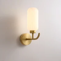 Luxury Japanese Style Brass LED Wall Lamp With Glass Shade for Bedroom Livingroom AC 110V 220V