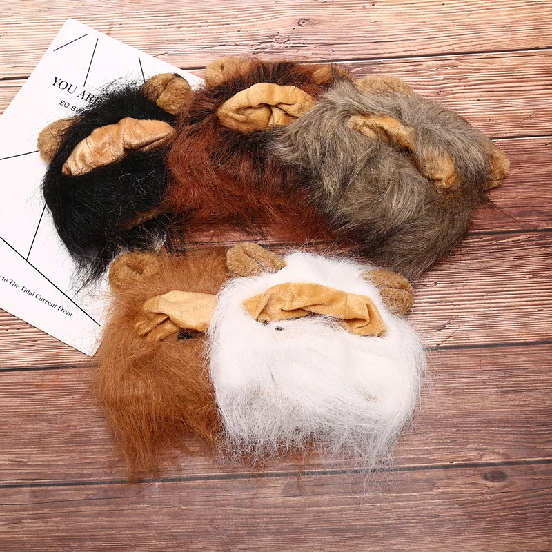 

Funny Cute Pet Costume Cosplay Lion Mane Wig Cap Hat for Cat Halloween Xmas Clothes Fancy Dress with Ears Autumn Winter