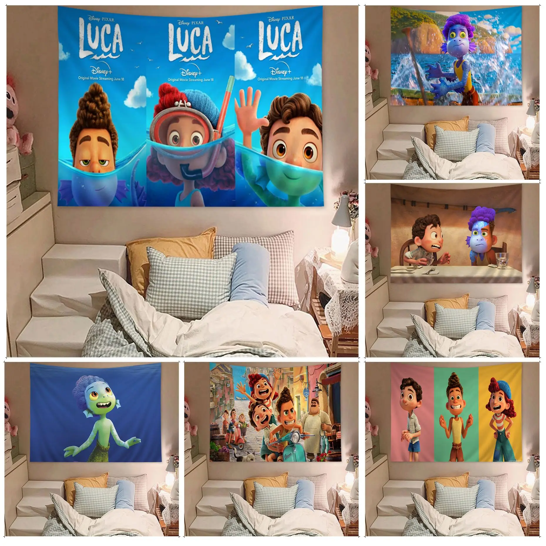 

Disney Movie Luca DIY Wall Tapestry For Living Room Home Dorm Decor Wall Hanging Sheets