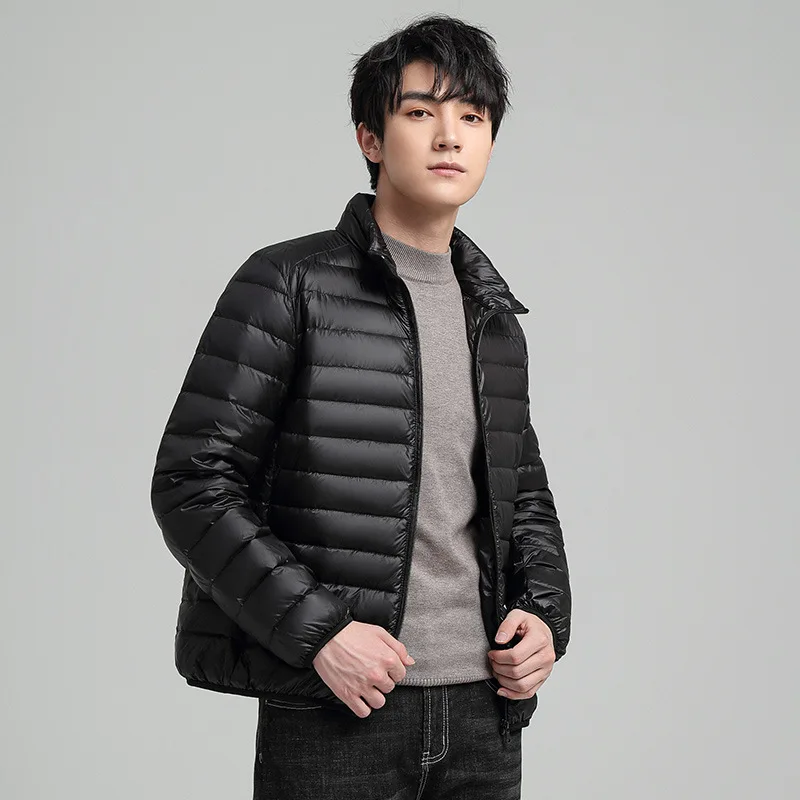 Down Jacket Men's New Style Men's Solid Color Trend Coat Stand Collar Lightweight 90 White Duck Down Down Jacket Lightweight