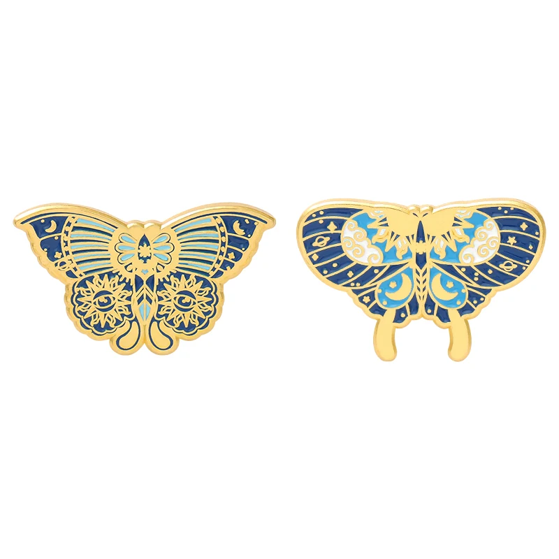 

Butterfly Moth Hard Enamel Pin Badges Metal Insect Brooch Bag Clothes Lapel Pin Moon Punk Jewelry Gift For Kid Friends