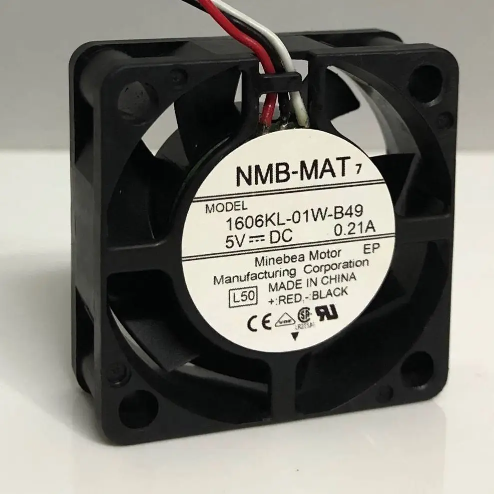 NMB-MAT 1606KL-01W-B49 L50 DC 5V 0.21A 40x40x15mm 3-Wire Server Cooling Fan |