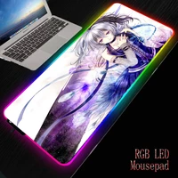 mrgbest anime girl rgb large glowing extended illumination mousepad gaming keyboard pad mat non slip rubber base 90x40 80x30cm