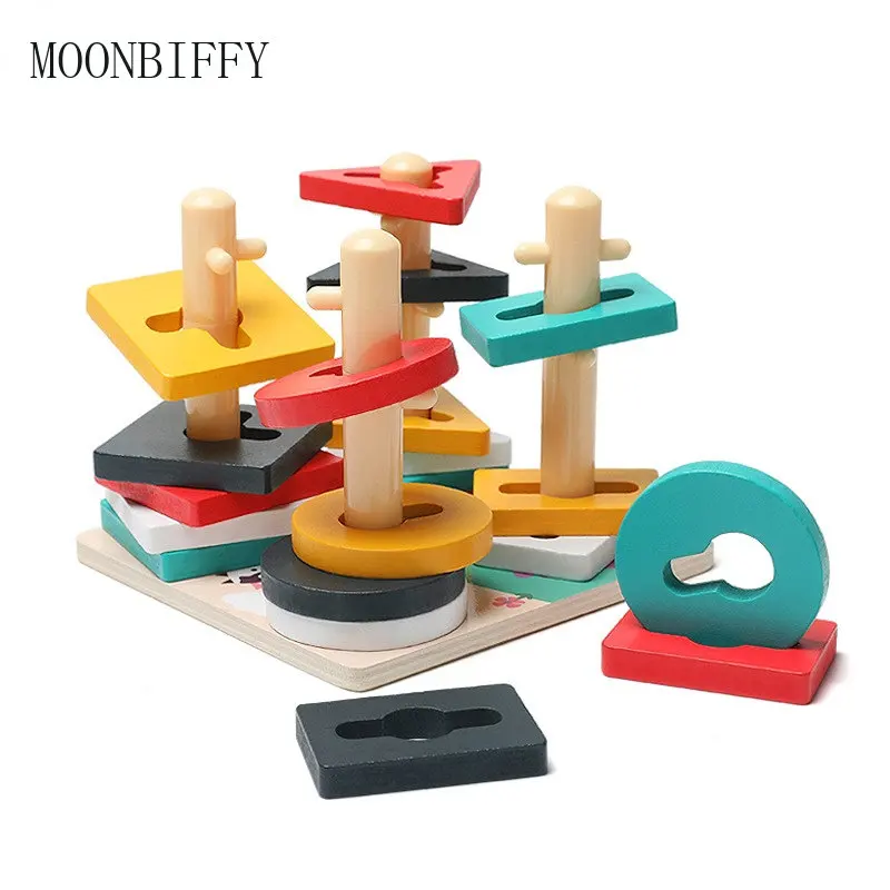 

Деревянные строительные блоки «сделай сам» Монтессори геометрической формы доска для сопряжения набор моделей Ранние развивающие игрушки для детей 2022