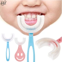 2pcset childrens toothbrush baby 360 degrees shaped u tooth soft silicone brush for children oral hygiene cleaning