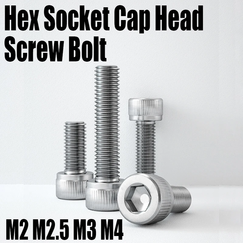

10PCS M2 M2.5 M3 M4 316 Stainless Steel Hexagon Hex Socket Cap Head Screw Bolt Length 4mm-60mm Allen Screw Bolt Fastener