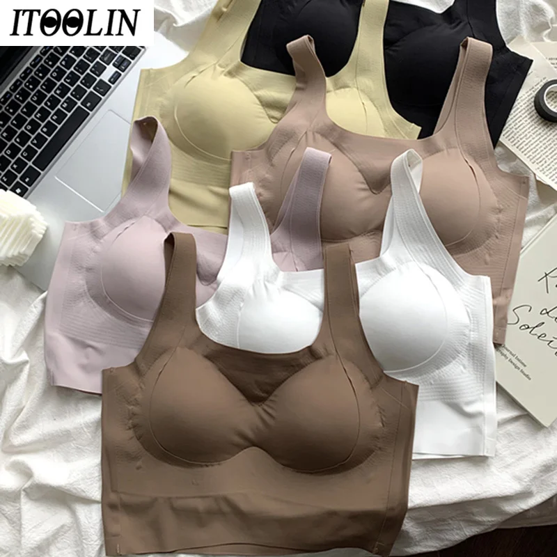 

ITOOLIN, женские осенние Бесшовные бюстгальтеры пуш-ап без следов, удобное дизайнерское нижнее белье, одежда, женские сексуальные универсальные спортивные топы