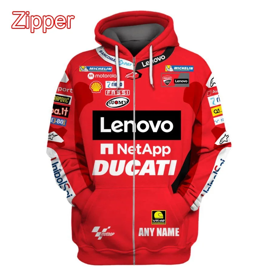 Ducati Motorcycle Club Leisure Party In Autumn 2022 Red Zip Hoodie Outdoor Racing Cycling Cross Country Sports Oversize Pullover