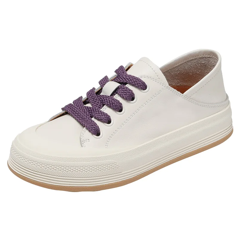

Genuine leather ladies casual sports shoes spring and autumn small white shoes soft leather two wear vulcanized shoes flat shoes