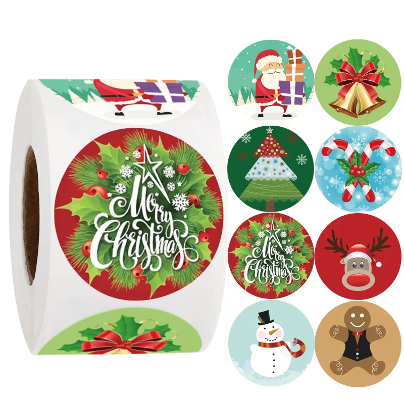 

50-500Pcs Merry Christmas Stickers Seal Sticker Invitation Decoration Package DIY Gifts Posted Baking Decoration Package Cute