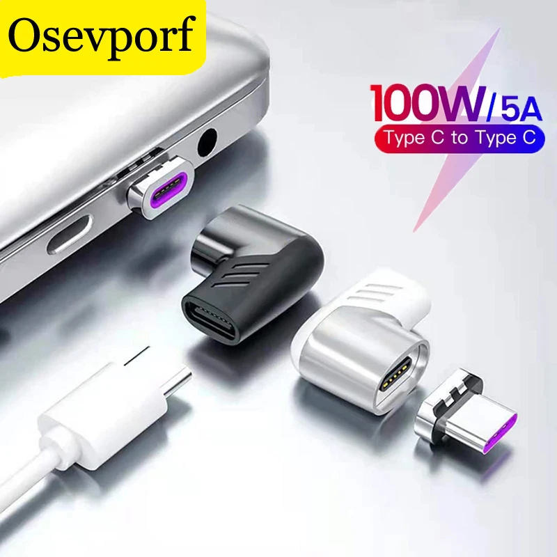

Magnetic 100W Elbow Magnetic Charger Adapter Connector Type C Charging Cable for Xiaomi Huawei USB C QC4.0 PD Tipo Fast Charger