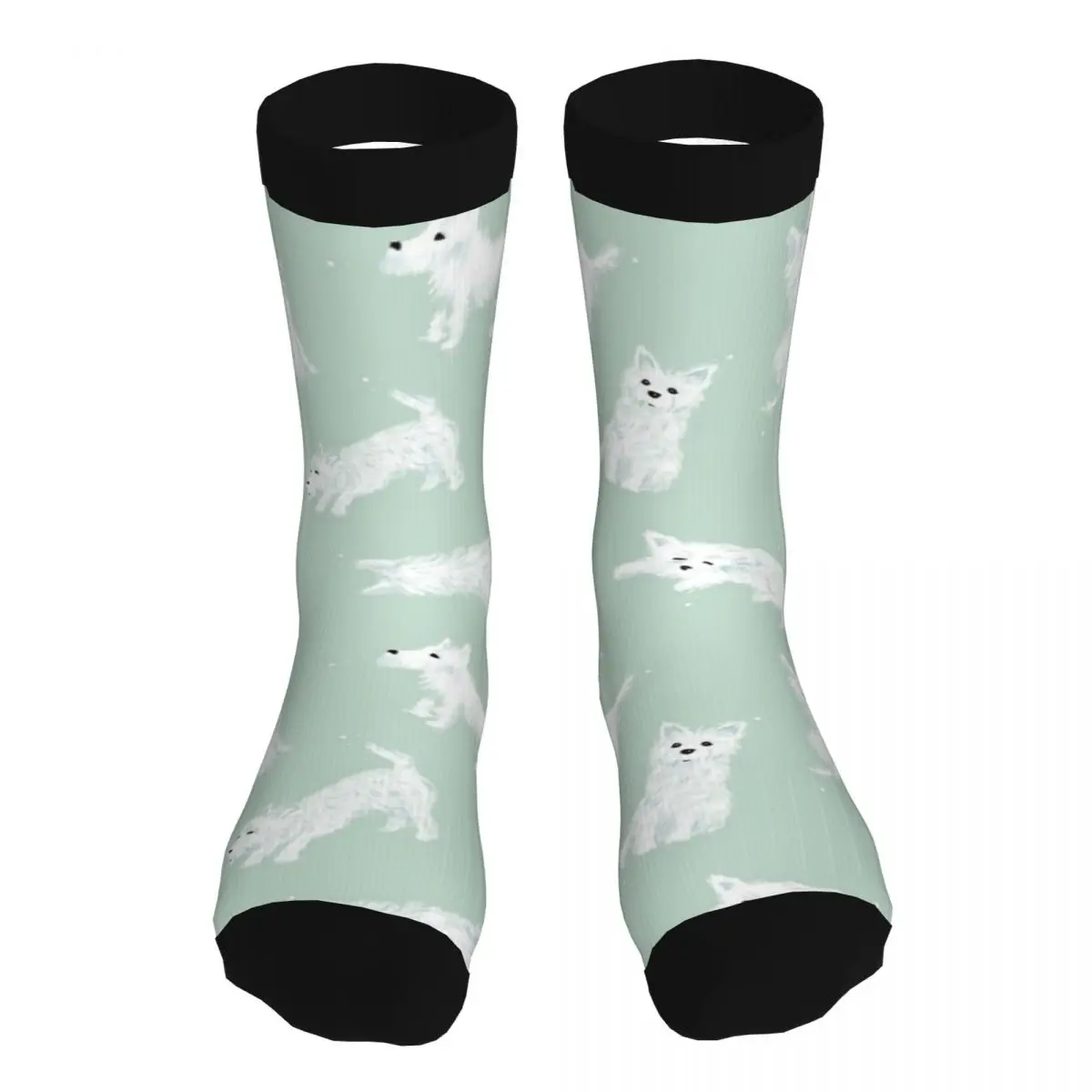 

For Men Westie Mellow West Highland Terrier Westies Socks 5% Spandex Clothing Funny Socks Middle Tube Socks New Arrival