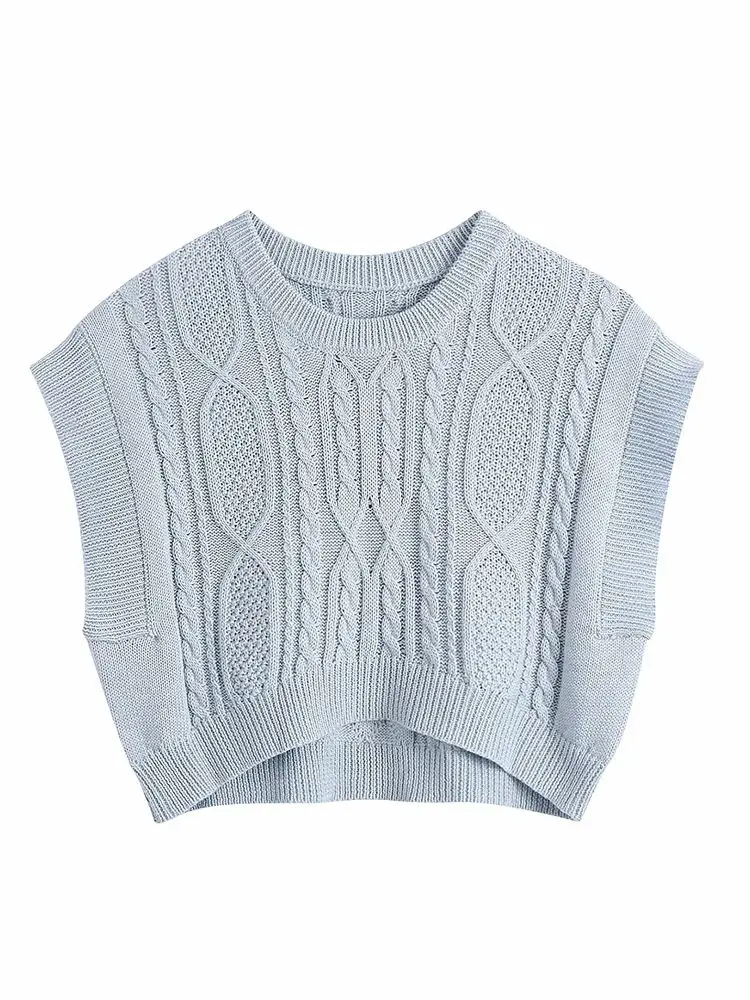 

summer women O Neck casual Pullovers knitting vest Crop sweater Lady Short Tank Top sleeveless Knitwear versatile Waistcoat top