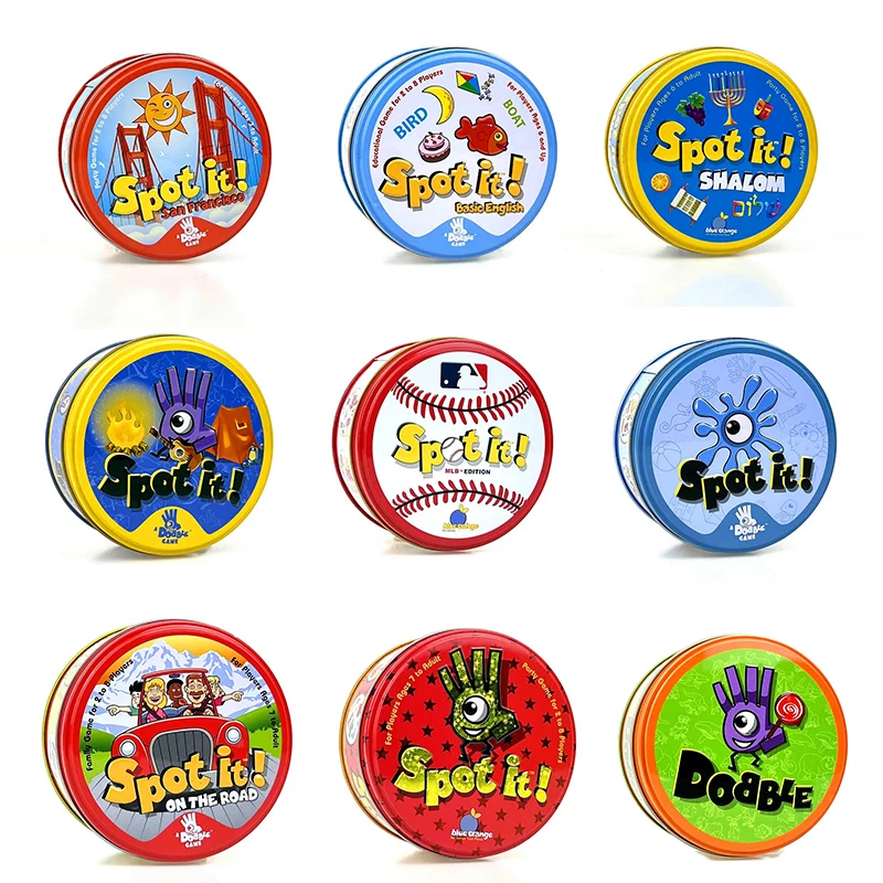 

13 Styles 30/55pcs Dobble Cards Spot It Game Toy with Metal Box Red Sports Animals Jr Hip Kids Board Game Gift Holidays Camping