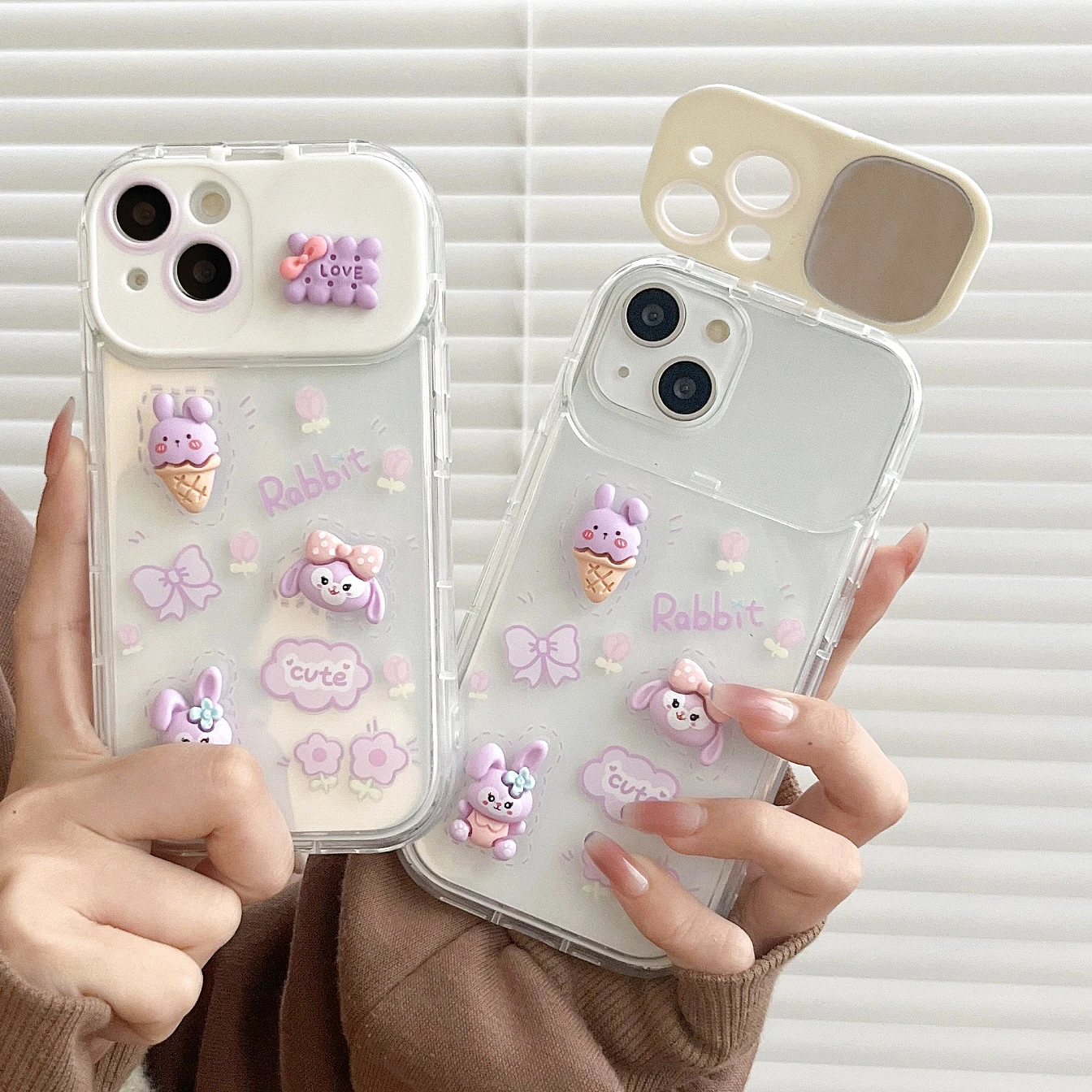 

3D Disney StellaLou White With Doll Ornaments Makeup Mirror Phone Cases For iPhone 14 13 12 11 Pro Max XR Plus Shockproof Cover