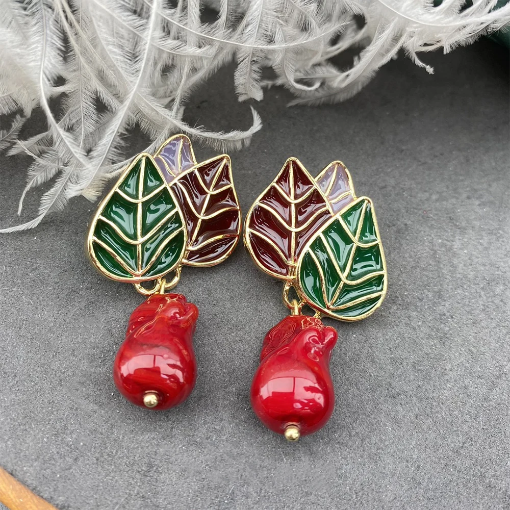 

Vintage Temperament Handmade enamel glaze Earrings for women's girl Jewelry accessories