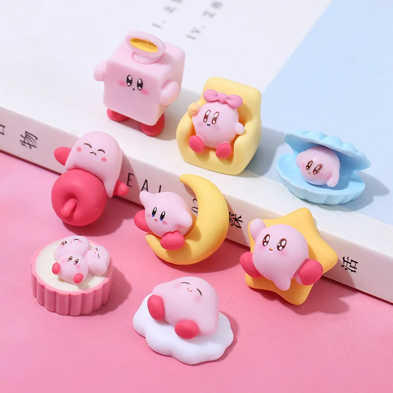

10Pcs Resin Jewelry Kawaii Anime Kirby Diy Accessories Stationery Hairpin Keychain Stickers Phone Case Cup Ornament Girls Gift