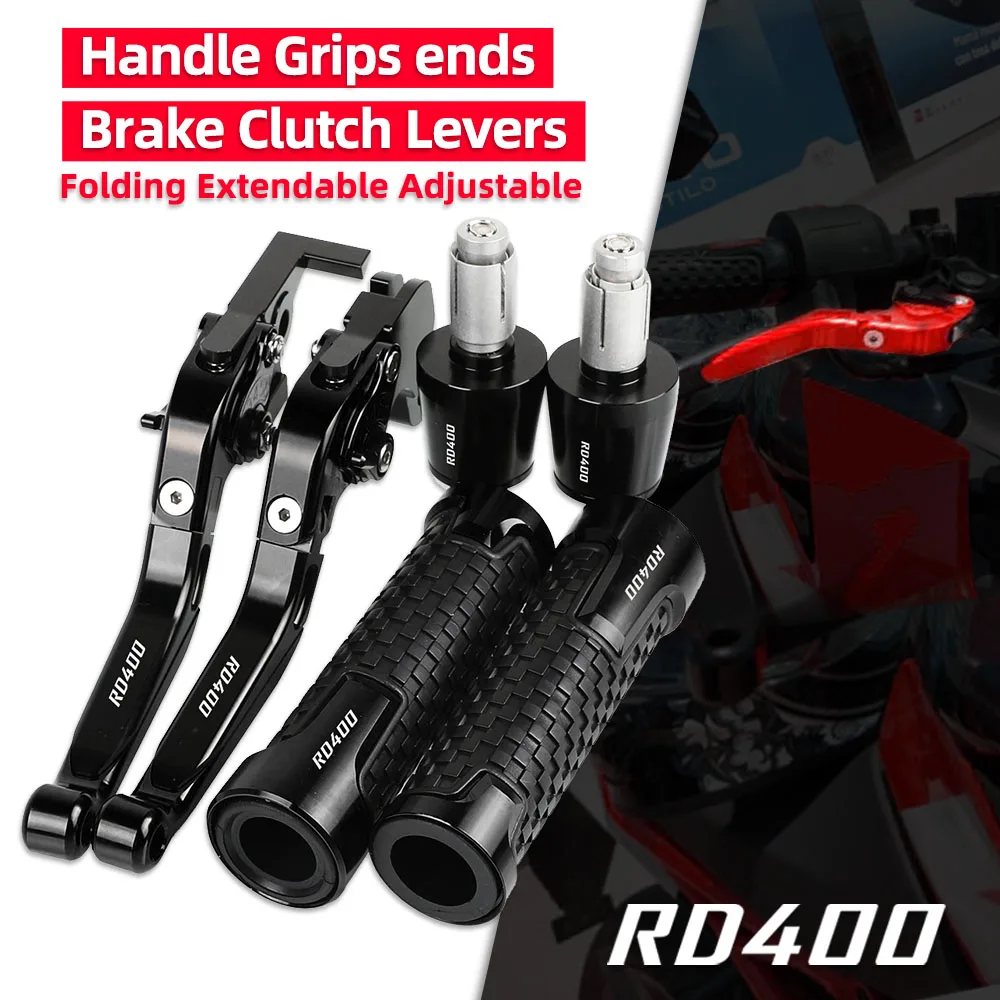 RD 400 Motorcycle Aluminum Adjustable  Brake Clutch Levers Handlebar Hand Grips ends For YAMAHA RD400 1976 1977 1978 1979