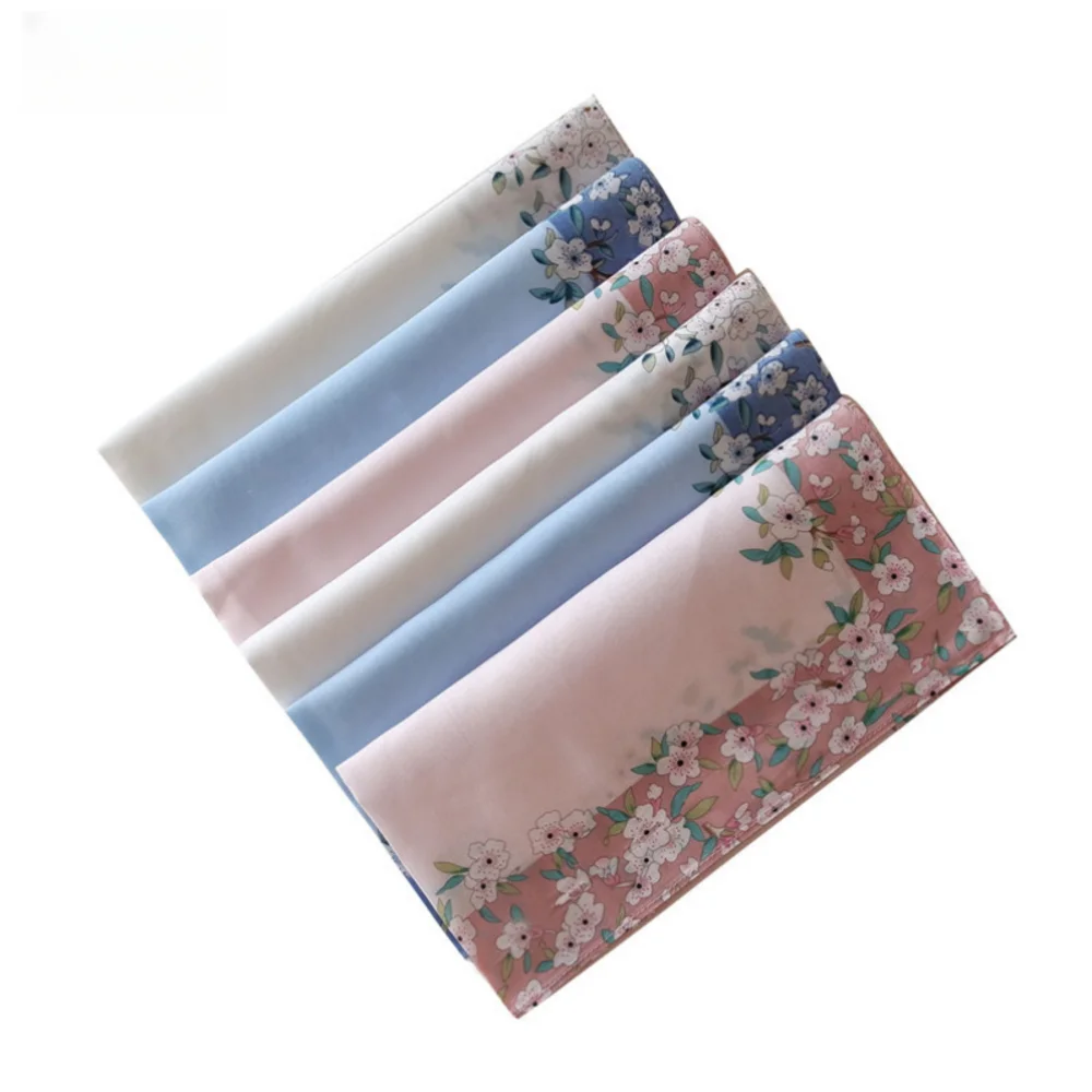 

3PCS Cotton Ladies Cotton Printed Handkerchief Japanese and Korean Peach Blossom Small Square Wedding Gift Floral Handkerchiefs
