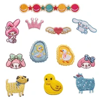 100pcslot fashion small embroidery patch long ear dog duck girl crown clothing decoration sewing accessories craft diy iron