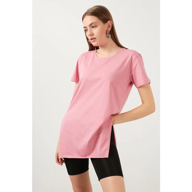 

Side Slits Bicycle Neck T-Shirt Women 'S T-Shirt 5411063 T Shirt Y2K Top Nostalgic Summer Women T-Shirt Anime Bluz
