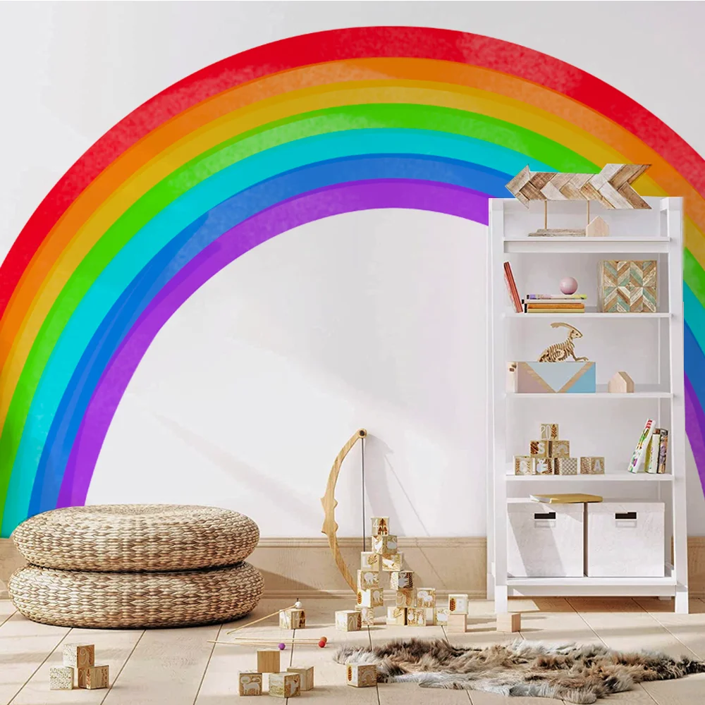 ew akwarela tęcza zdejmowana naklejka ścienna przedszkole Peel&ampStick ściana salon naklejki artystyczne wnętrze pokoju chłopca Home Decor
