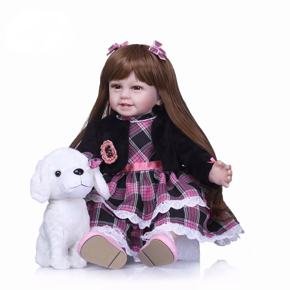 

55cm Silicone Reborn Smile Baby Doll Kids Playmate Gift for Girls Bebe Alive Soft Toys for Bouquets Doll Bebes Reborn Toys